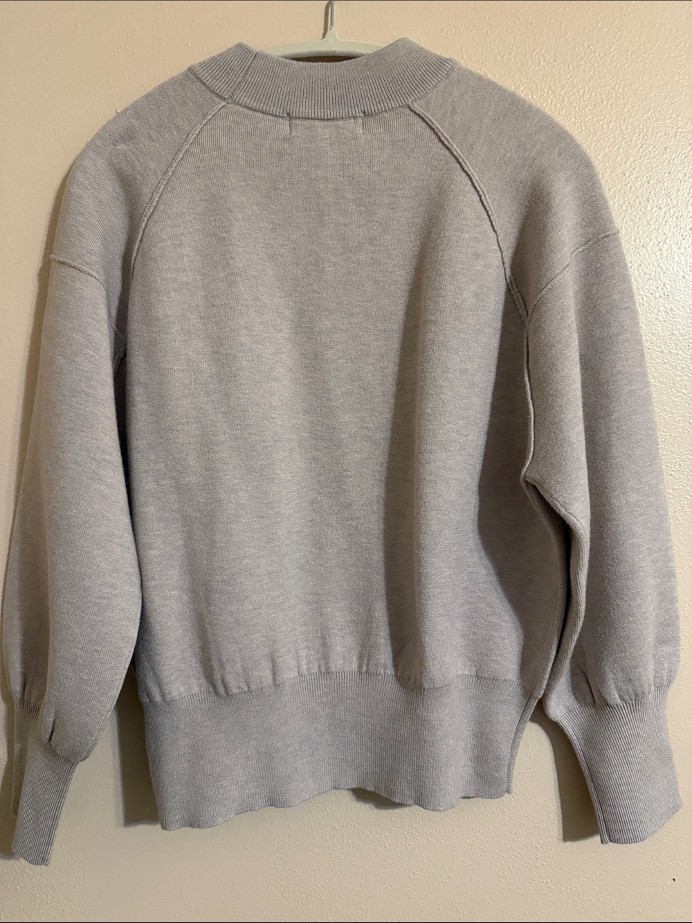 Zenana Outfitters Mock Neck Balloon Sleeve Sweater - Cream - Picture 2 of 4